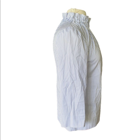 Halogen pinstriped gathered neck blouse, 3/4 sleeves, zip back size: XSP - Picture 3 of 9